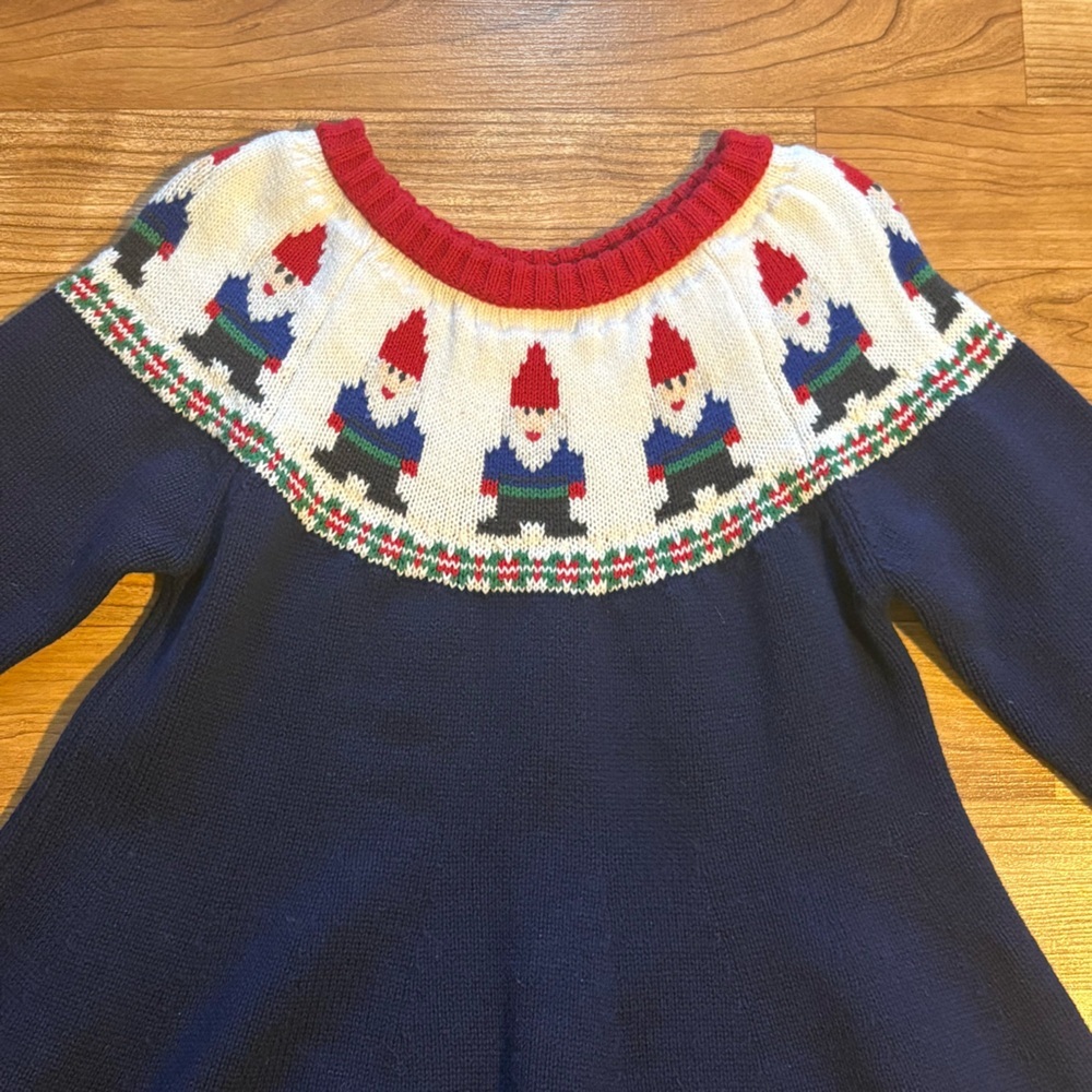 Hanna Andersson Gnome Fair Isle Holiday Knit Sweater Dress‎ Festive Size 5